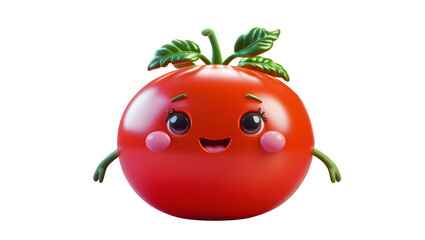 Cute 3D Tomato Character with Happy Face