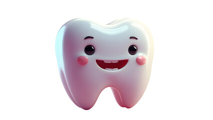 Happy Cute Tooth Character in 3D Style