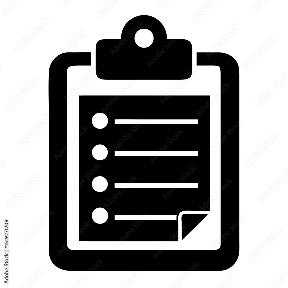 Poster simple clipboard icon with checklist. clipboard includes blank lines for notes and to-do list. this 