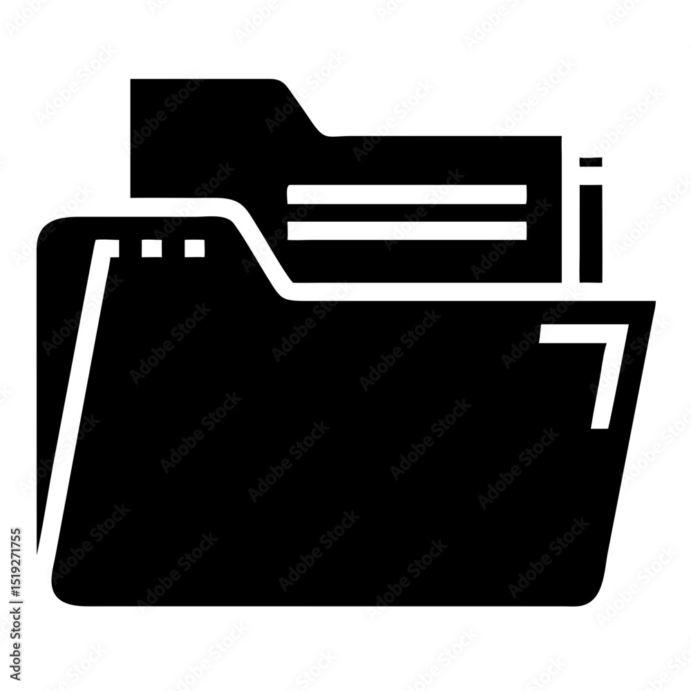 Poster simple folder icon with documents inside. folder symbol shows important files and data storage. this