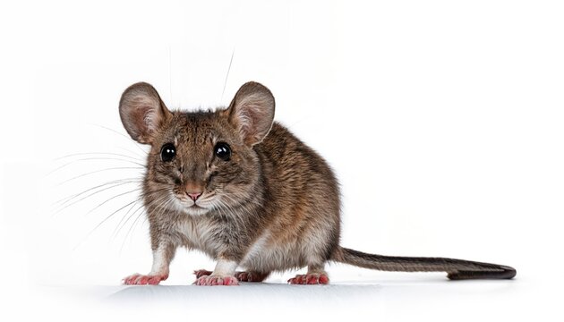 Striking Closeup of Plain House Mouse Mus Musculus Against a Transparent Background, Highlighting Intricate Fur Textures and Facial Features in High Definition, Perfect for Scientific