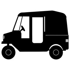 Fototapeta premium Black silhouette of a small passenger vehicle