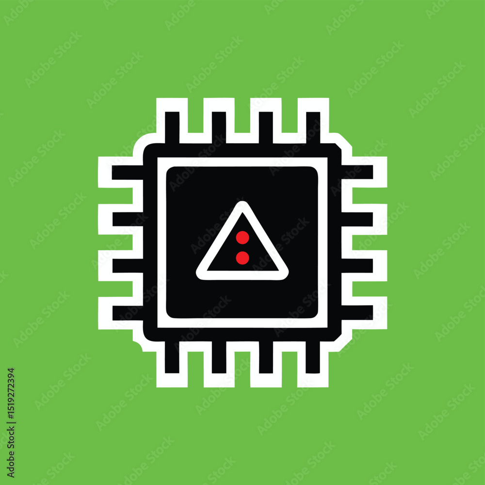 Fototapete stylized computer chip illustration with red dots and modern graphic design element