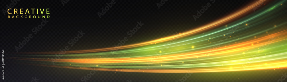 Poster Abstract light flow of motion dynamics in bright colorful colors. For visual effects on the topic of speed and high-tech interfaces.