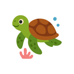Animated sea turtle gliding playfully illustration design element