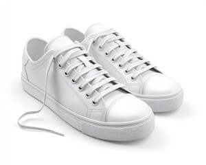Crisp white sneakers promise a fresh start ready for new adventures and summer fun on a clean white