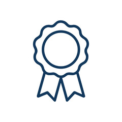 Blue ribbon rosette prize symbol illustration design element