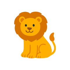 Naklejka premium Cartoon lion sitting cheerfully vibrant colors illustration design element