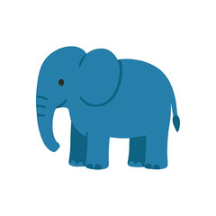 Obraz premium Cartoon Blue Elephant Stands Sideways illustration design element