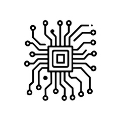 Obraz premium Circuit board pattern with central processor illustration design element