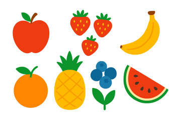 Colorful Fruit Medley on White illustration design element