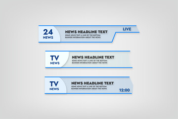 set of banners for tv news bottom line of large news text