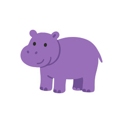 Friendly purple hippopotamus cartoon  illustration design element