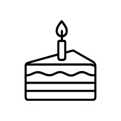 Obraz premium Layered cake slice with burning candle illustration design element