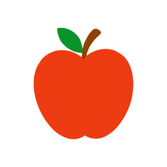 Luscious red apple with a green leaf illustration design element