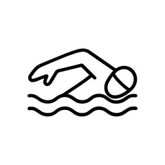 Minimalist swimmer icon freestyle stroke illustration design element
