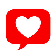 Love message, red speech bubble with heart – vector icon