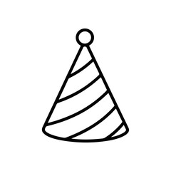 Party hat with stripes and pompom illustration design element