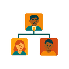 Simplified hierarchical chart with three faces illustration design element
