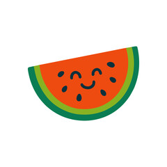 Smiling watermelon wedge with happy face illustration design element