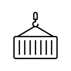 Suspended cargo container hook above illustration design element