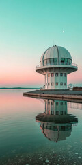 Obraz premium Explore the beauty of lake balaton observatory hungary scenic view at sunset travel destination photography