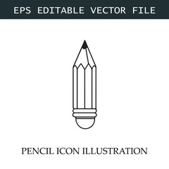 Pencil Icon Black and White Vector Design Image Illustration

