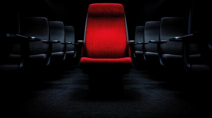 Red Seat in Dark Auditorium