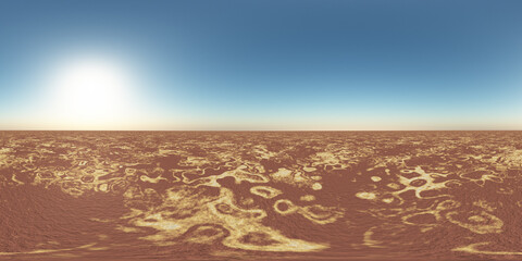 360 Grad Panorama mit einer flachen Wüstenlandschaft