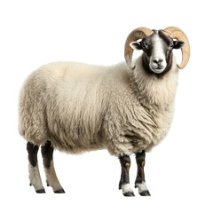 Fototapeta premium Suffolk Ram, Full Body Shot, Isolated on Transparent Background, Farm Animal, Wool, Livestock, Ram, Sheep, Agriculture
