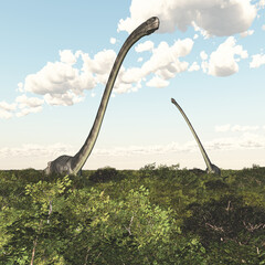 Obraz premium Dinosaurier Omeisaurus in einem Regenwald