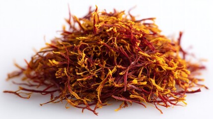 Fototapeta premium Pile Of Saffron Threads On White Background