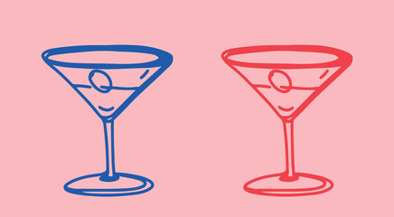 Cocktail Alcoholic Drink Line Drawing