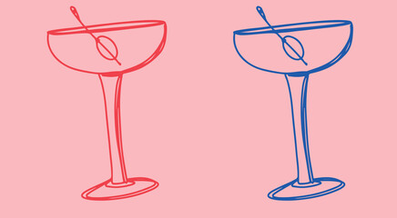 Cocktail Alcoholic Drink Line Drawing