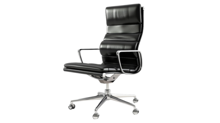 Modern Office Chair with Sleek Metallic Accents on white background
