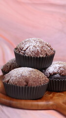 Chocolate Smurf Bread sprinkled with powdered sugar and chocolate paste inside