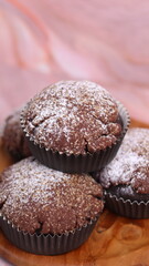 Chocolate Smurf Bread sprinkled with powdered sugar and chocolate paste inside