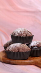 Chocolate Smurf Bread sprinkled with powdered sugar and chocolate paste inside