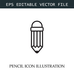 Pencil Icon Black and White Vector Design Image Illustration

