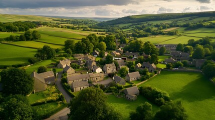 Charming Countryside Village Aerial View