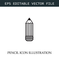 Pencil Icon Black and White Vector Design Image Illustration

