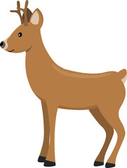 Adorable deer standing, vector illustration for children's books, greeting cards, or magazines.