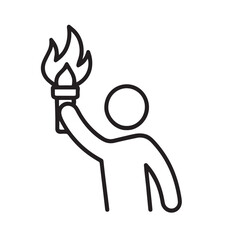 Torch Bearer Icon – Person Holding Flame Torch Line Art