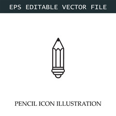 Pencil Icon Black and White Vector Design Image Illustration

