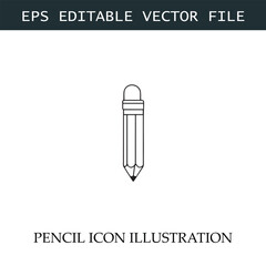 Pencil Icon Black and White Vector Design Image Illustration


