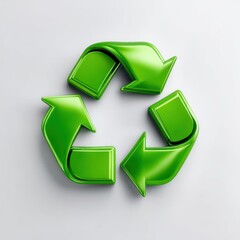 Fototapeta premium 3d green recycling symbol isolated on white background