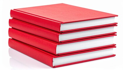 Red Books Stacked On White Background