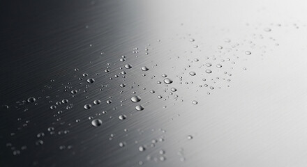 Wet Brushed Steel Surface with Condensation Beads and Side Light