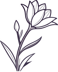 Black and white floral pattern with a branch and leaves, perfect for a nature-inspired vector illustration or tattoo design element