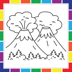 Explosive Volcano Adventure: A Fun and Educational Coloring Page for Kids Featuring Erupting Mountains, Lava Flows, and Earth Science Wonders,  Coloring Fun for Boys and Girls, A Large Creative Page